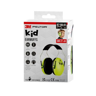Навушники захисні дитячі 3M Peltor Kid - неоновий зелений, SNR 27, до 98dB