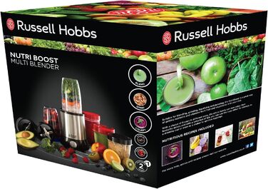 Russell Hobbs Mixer [Multi-function Stand Mixer] NutriBoost (includes 5 BPA-free and dishwasher-safe containers + lids, 22,000 RPM, 0.9 HP motor) electric, smoothie maker 23180-56 Single