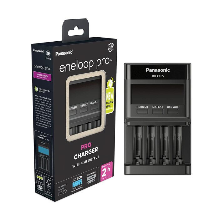 Зарядний пристрій Panasonic Eneloop PRO для AA/AAA Ni-MH акумуляторів (1-4 шт), 2 год зарядка, 10 функцій безпеки