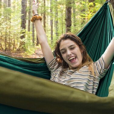 Гамак для кемпінгу на 2 особи, 300 кг, 275x140 см, нейлон, дихаючий, для відпочинку на природі, у саду та на пляжі