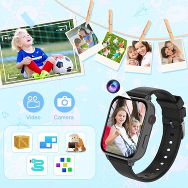 Дитячий розумний годинник GPS з телефоном та 4G, чорний: відеодзвінки, чат, шкільний режим, ігри, калькулятор, крокомір