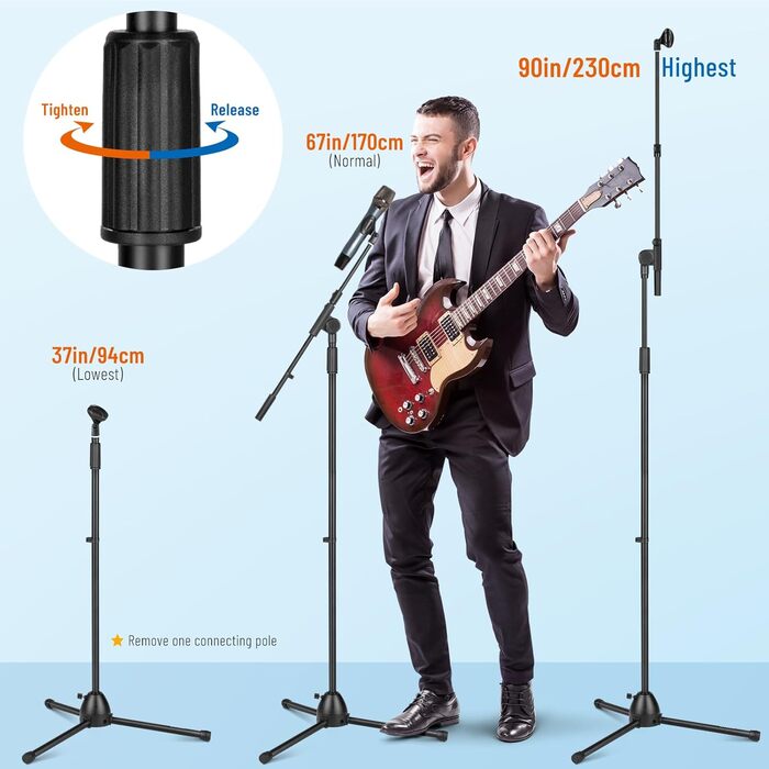 Підставка для мікрофона 2-в-1 Cahaya CY0311: підлого тип, 3 кліпси для кабелів, для вокалу, сцени, конференцій та презентацій