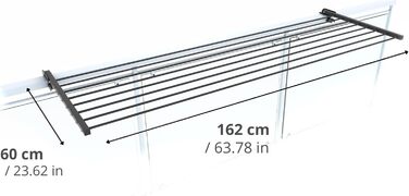 Сушарка для білизни Foxydry Duo антрацит 162 см для балкона, тераси, перил - розкладна, з нержавіючої сталі та алюмінію