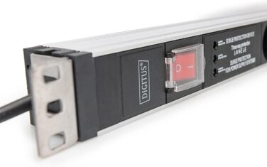 Блок розподілу живлення DIGITUS 19 дюймів, 7 розеток Schuko, 1HE, з автоматичним вимикачем, 16A, 3680W, для мережевих та серверних шаф