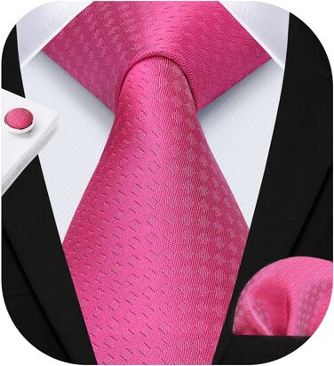 Чоловіча краватка та нагрудна хустинка HISDERN для весілля, комплект з запонками, рожевий