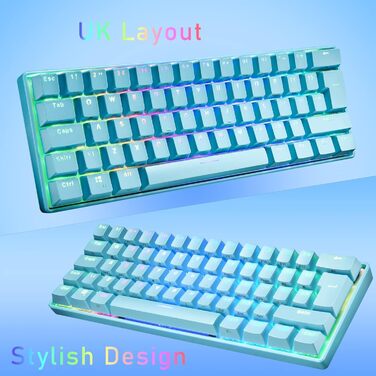 Ігрова клавіатура та миша UK-Layout з підсвічуванням RGB, 62 клавіші, механічна, 6400 DPI (чорний/червоний перемикач)