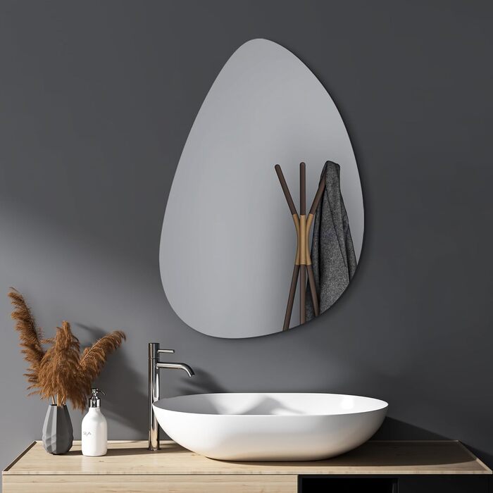 Дзеркало настінне прямокутне з заокругленими кутами, 40x60 см, чорне, з нержавіючої сталі. Косметичне дзеркало для ванної кімнати та вітальні. Вертикальний та горизонтальний монтаж.