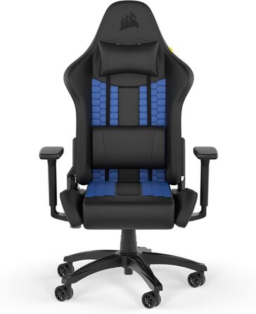 Ігрове крісло Corsair TC100, екошкіра, чорний/синій, універсальний розмір