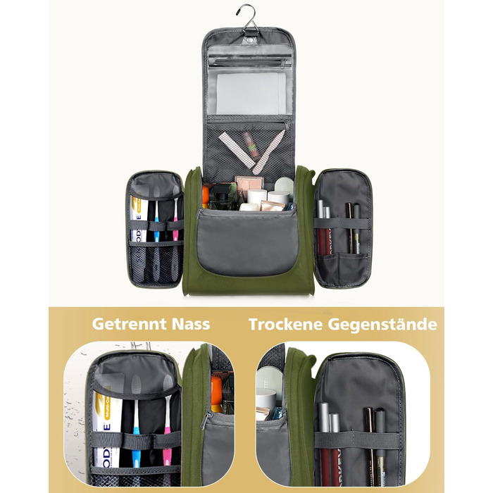 Водонепроникний дорожній органайзер для косметики та туалетних аксесуарів (зелений)