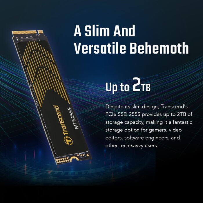 SSD Transcend 2TB M.2 NVMe PCIe 4.0 (Gen4x4) з радіатором - 7400 МБ/с для PS5, ПК, ноутбуків