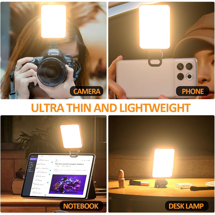 LED світло для селфі з магнітним кріпленням 128 LED, 3000K-6500K, 3 режими, 2000mAh, CRI 95+, для iPhone, iPad, камери, ноутбука, TikTok, відеозйомки, Vlog, чорний