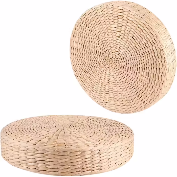 Fybida Japanese Floor Cushion, Round Pouf, Tatami Chair Pad, Yoga Seat Cushion, Knitted Floor Mat, Garden, Dining Room, Home Decor, Outdoor (30 cm X 5 cm)
