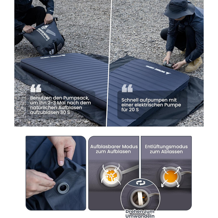 Надувний матрац OneTigris Dreamstar самонадувний (70x198 см) сірий для кемпінгу, подорожей та автомобіля