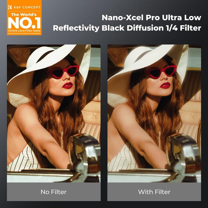 Фільтр K&F Concept 77mm Black Mist 1/4 з низьким відбиттям, оптичне скло з багатошаровим покриттям Nano-Xcel Pro