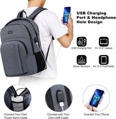 Шкільний рюкзак для хлопчиків та дівчаток-підлітків, рюкзак чоловічий жіночий, Daypack для ноутбука 15.6