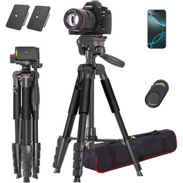 Штатив для камери Lusweimi 187 см з поворотним кріпленням 360° та 2 QR-пластинами, для Sony/Nikon/Canon, смартфонів, TikTok, Vlog (чорний)
