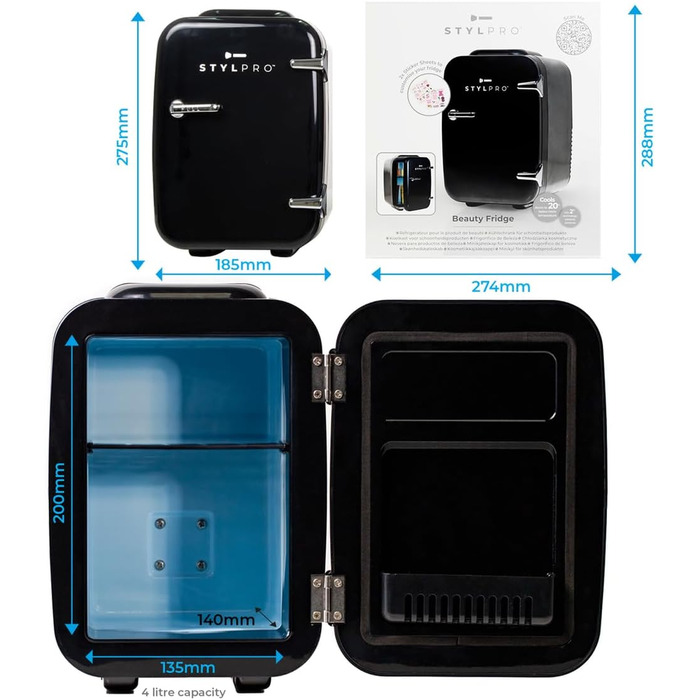 Mini Beauty Kühlschrank Stylpro Schwarz 4L: Для догляду за шкірою, серумами, кремами, масками та нігтями