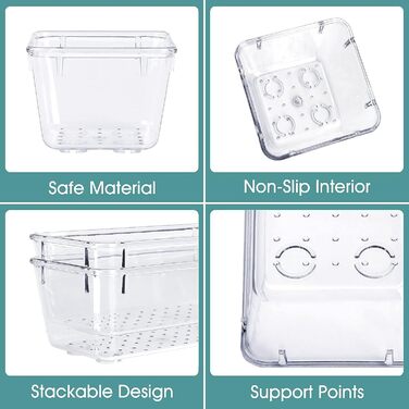 WOWBOX 4-Piece Plastic Drawer Organizer Set, 4 Sizes, Desk Drawer Dividers, Organizer and Storage Containers for Makeup, Jewelry, Bathroom, Office (Transparent, 13)