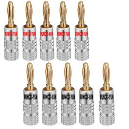 RUNCCI-YUN 24K бананові роз'єми, High End, 4 мм, аудіо, для динаміків, з можливістю паяння або гвинтового кріплення, позолочені, 5 шт. чорного та 5 шт. червоного кольору RUNCCI-YUN 24K бананові роз'єми, High End, 4 мм, аудіо, для динаміків, з можливістю паяння або гвинтового кріплення, позолочені, 5 шт. чорного та 5 шт. червоного кольору