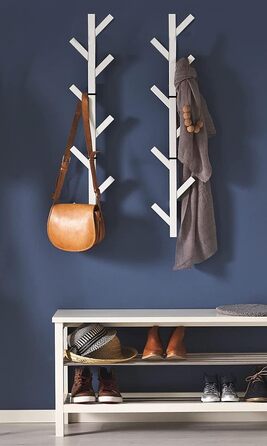 Premium Racks Coat Rack and Hat Shelf – modern design – wall-mounted – stylish – (White/Opulent Garden)