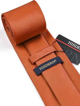 Чоловіча краватка та нагрудний хустинка HISDERN однотонні для весілля, помаранчевий