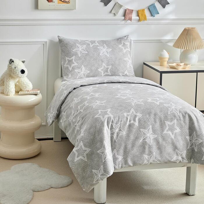 Комплект постільної білизни для дитячого ліжечка, зелений квітковий принт, 120 x 150 см. Підходить для ліжечок малюків та дівчаток. М'який двосторонній комплект з простирадлом та наволочкою.