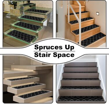 15 килимків на сходи 76x20 см, антиковзаючі, самоклеючі, для дітей, літніх людей та собак. Машинне прання, TPR-гумова підкладка (Чорний, 4 шт.)