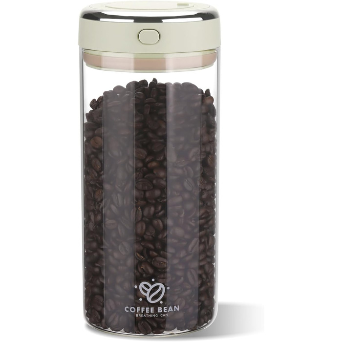 Герметичний контейнер для кави з нержавіючої сталі, 1.7L, з клапаном та індикатором дати, прозорий, для кавових зерен, горіхів, какао, чаю. HK006-01