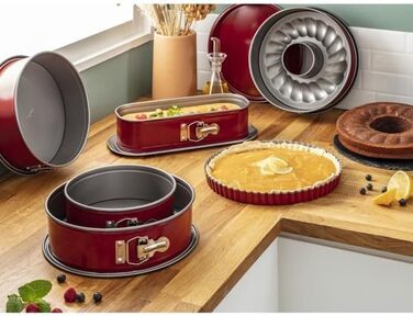 Форма для випічки Tefal Delibake з кришкою 23 см, карбон (червона)