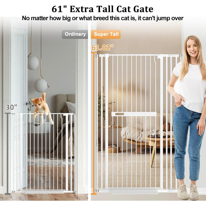 Захисне ворота для тварин Xifamniy, 155 см: безпека для дітей та домашніх тварин (без свердління)