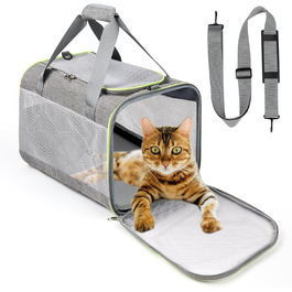Транспортний бокс для котів Lannvan, до 6,5 кг, складаний, з м'яким підкладом, для собак та котів, сірий (45x30x30 см)