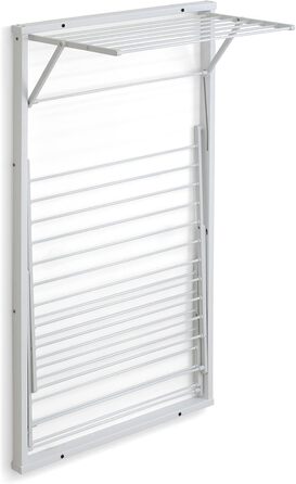 Настінна сушарка для білизни Karim від Arredamenti Italia, дерев'яна, висувна, 16 м дроту, фініш з вишневого дерева, міцна конструкція з масиву, незалежні сітки (P63 x L68 x H119 см, білий)