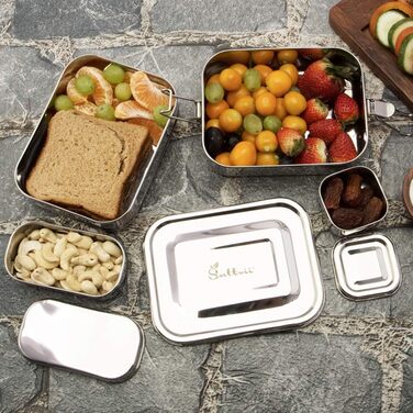 Premium Stainless Steel Lunch Box & Lunchbox Set | Rust-Free & Sustainable | Dishwasher Safe | Gift for Kids | Includes 2 Mini Containers | BPA-Free