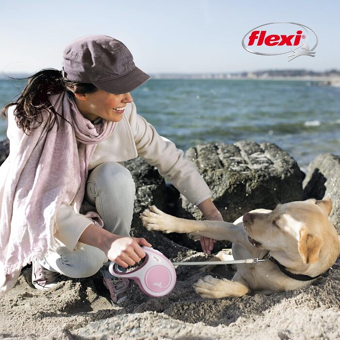 Висувна повідка для собак FLEXI New Comfort, 5 м, розмір S, сіра/блакитна/пастельна, до 15 кг