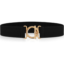 Жіночий еластичний ремінь Amaxiu з золотистою пряжкою, вузький ремінь для талії, чорний