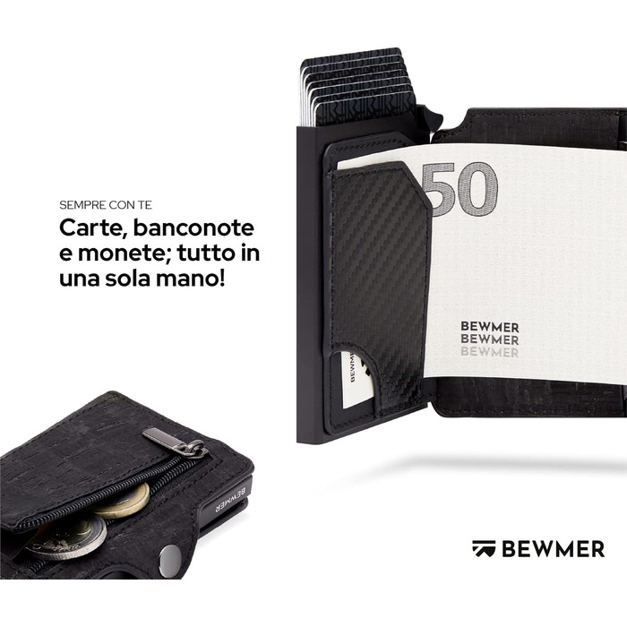 Гаманець-картхолдер BEWMER з RFID-захистом та застібкою на блискавці (чорно-червоний)