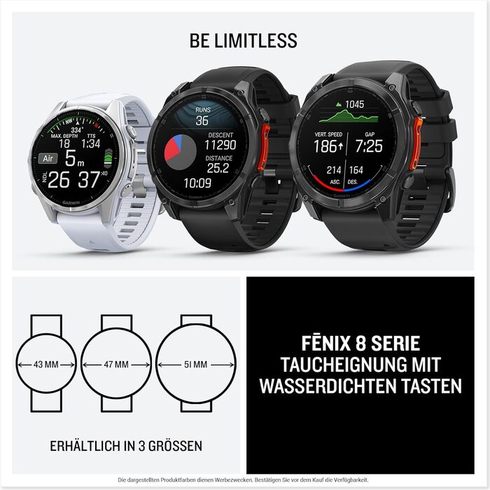 Garmin fēnix 8 43mm: Мультиспортивний смартгодинник з AMOLED-дисплеєм, до 10 днів роботи, 80+ спортивних функцій, топографічні карти, EKG, телефон, музика, ліхтарик