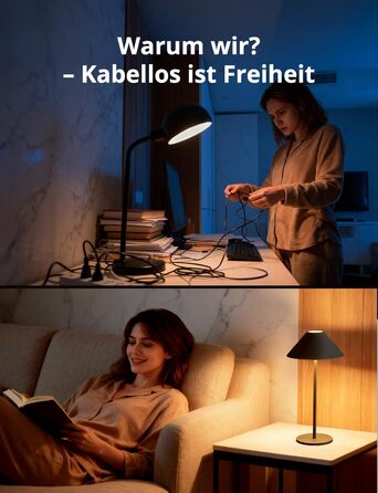 BOJIM 2 шт. LED настільна лампа з акумулятором, бездротова, USB, диммування, магнітна, IP54, для балкона/на вулицю (Антрацит)