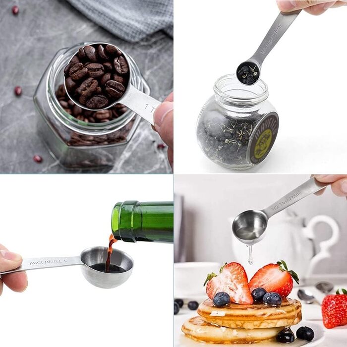 Набір мірних ложок з нержавіючої сталі Merecho (6 шт.) - для випічки, сухої їжі та рідини