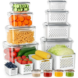 50 великих контейнерів для зберігання їжі з кришкою, герметичні | Без BPA | Стекніть | Для приготування їжі | Морозильник та мікрохвильова піч | 25 контейнерів + 25 кришок | Безпечні від протікання (24 контейнера для зберігання їжі)