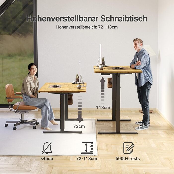 Claiks Electric Height Adjustable Desk 140x70cm - Standing Desk with Cable Management & Memory Function | Ergonomic White Home Office Desk