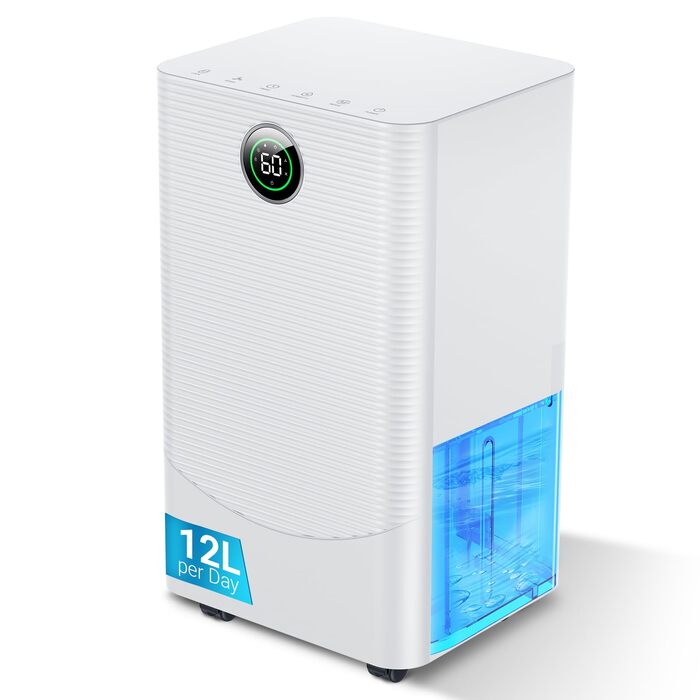 Електричний осушувач повітря 20л/день з датчиком вологості та LED дисплеєм, таймером, 3 режими, для спальні, офісу, підвалу, безперервна подача, білий A-20l-white