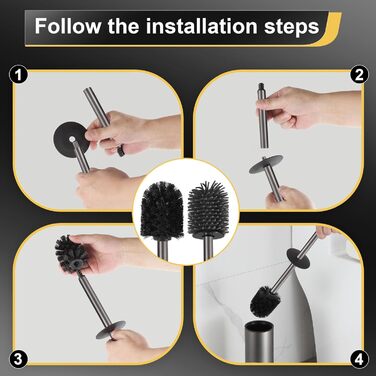 Підлогова щітка для унітазу Dazi металева сіра з 2 щітками для глибокого очищення та захистом від бризок та засмічення