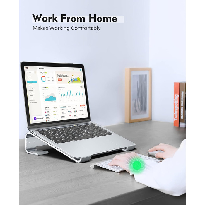 Підставка для ноутбука Soqool, ергономічна, з вентиляцією, сумісна з MacBook, Lenovo, Huawei, Acer, Dell, HP (10-17 дюймів), срібна