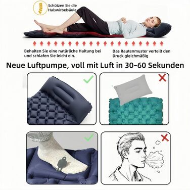 Надувний килимок Isomatte самонадувний, з'єдний, для кемпінгу з насосом-футболом, 600г, легкий, покращена версія