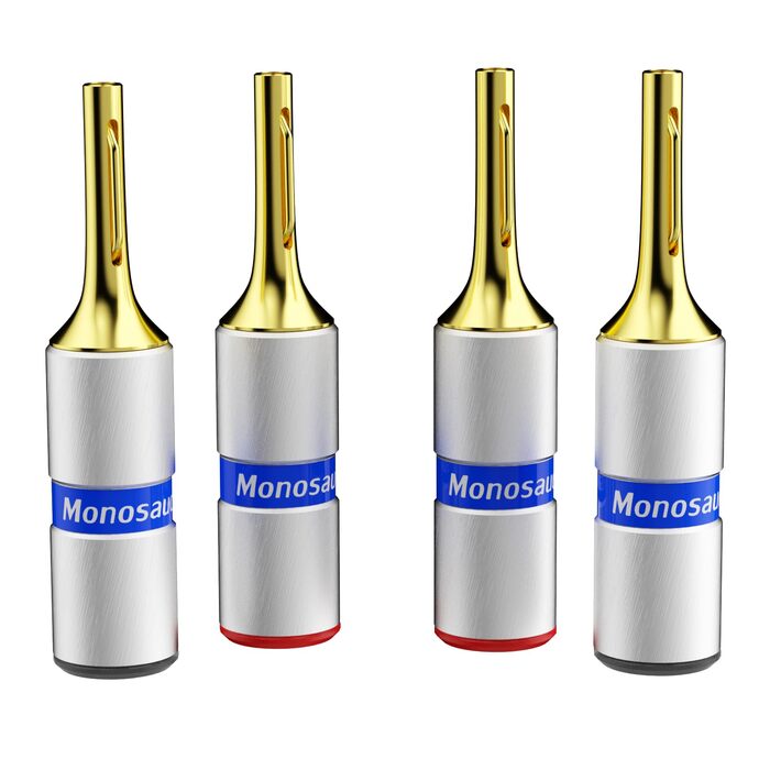 Комплект бананових роз'ємів Monosaudio B806 (8 шт.), позолочені затискачі для акустичних кабелів, домашнього кінотеатру та AV-ресиверів