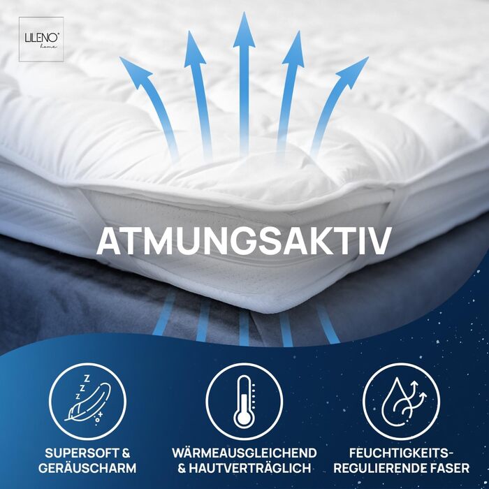 Наматрацник LILENO HOME 200x200 см – дихаючий, м'який, водонепроникний, захисний чохол для матраца, топера та бокс-спрінг ліжка, праний
