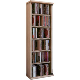 CD/DVD стелаж VCM Regal Holz Vetro із скляними дверцятами, для 150 CD або 65 DVD, колір - sonoma-дуб, 92x31x18 см, стильний стоячий органайзер для дисків Blu-ray, компакт-дизайн