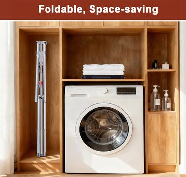 Розкладна сушилка для білизни Standtrockner з 4 крилами, 10 гачків та кліпсою для шкарпеток. Регульована висота, для дому, балкону, кемпінгу (сірий)