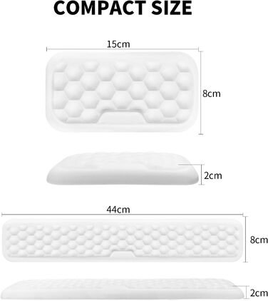 Підставка для зап'ястя та миші Giecy, Memory Foam, Ергономічна, Антиковзка, для офісу, ноутбука, геймінгу (Біла)
